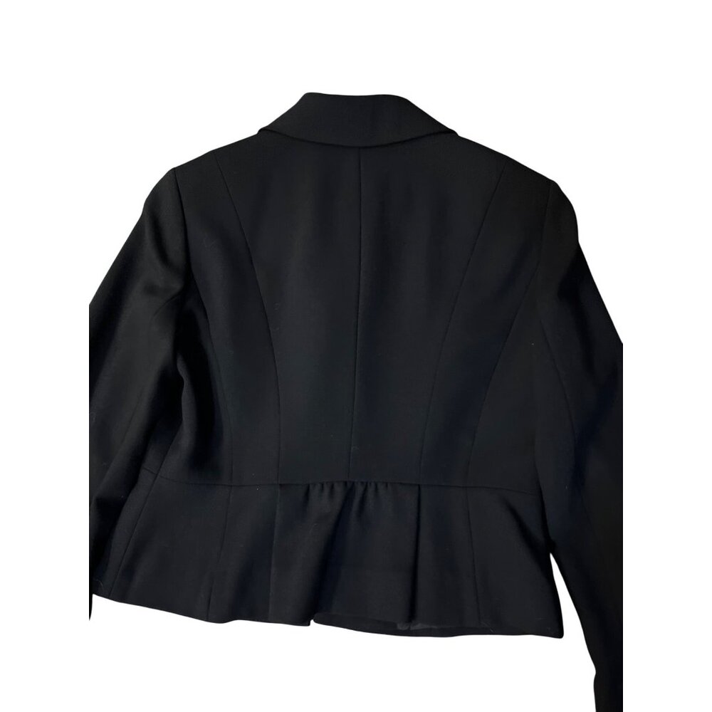 Vintage Ann Taylor Loft Petites Jacket Womens 6P Used Black Lined Ruffled Front - Picture 14 of 14